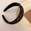 Diadema Ancha de Cuadros Florales Estilo Retro Maillard para Mujer, Diadema Alta para un Look Elegante, Accesorio para el Cabello de Uso Diario