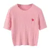 Roupas Femininas Europeias e Americanas Transfronteiriças Aliexpress Venda Quente Moda Casual Manga Curta Bordado Estilo Universitário Suéter de Tricô
