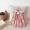 Vestido de Verano para Niña Estilo Coreano Cuello Floral Bordado de Conejo Dulce Lindo Vestido de Princesa para Bebé Mameluco