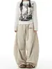 Pantalones Cargo Paracaidista Scimitar Plegados Estilo Calle Americano para Mujer Otoño e Invierno 2025 Engrosados con Forro Polar Cintura Elástica Nueva Pierna Ancha