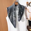 Pañuelo Cuadrado de Doble Cara Bicolor con Patrón de Espiga 65 para Mujer, Estilo Retro Francés Sencillo, Accesorio Elegante, Pequeño Pañuelo de Cuello de Moda