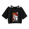 Venda Quente Transfronteiriça Chainsaw Man motosserra Homem Anime Feminina Alcinha Solta Curta Ombro a Ombro Camiseta