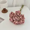 Rosas artificiales de aspecto marchito y borde quemado, flores falsas de estilo vintage para decoración del hogar y la sala de estar, accesorios para fotografía de bodas
