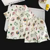 Pijama Infantil Feminino Primavera e Outono Meninas Manga Curta Verão Meninas Bebê Cardigan Nuvens Algodão Roupa de Casa 8-12 Anos