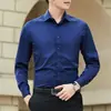 Camisa branca de outono masculina de manga comprida slim jovem coreano cor sólida casual masculina trabalho profissional formal