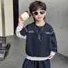 Sudadera de Cuello Redondo para Niños Estilo Nuevo Primavera 2026 Ropa de Otoño para Bebé Capa Base Estilo Primavera y Otoño para Niños Top Versátil Elegante
