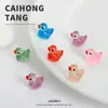 Miniatura de Resina Desenho Animado 3D Pato com Glitter Acessórios Cola de Creme DIY Animal Decoração de Casa Pequenos Enfeites Decorações Feitas à Mão