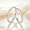 Anillo de pareja de plata pura s999, anillo de moda retro elegante francés, anillo ajustable fresco y simple