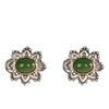 Brincos de Orelha de Prata S925 da Moda Banhados a Ouro com Jade Hetian para Mulheres, Brincos Florais Estilo Europeu