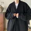 Suéter Cardigan Masculino Primavera e Outono Preto Solto Roupa Tooling Moda Japonesa Marca de Luxo Outono Plumpian Bonito Jaqueta Casual