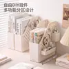 Suporte de Livro Porta-Documentos Suporte de Mesa para Livros Prateleira Rack de Armazenamento de Escritório Estante de Livros Lateral de Mesa Móvel Armazenamento Simples Branco para Papelaria