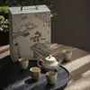 Conjunto de Chá Antigo Estilo Dinastia Tang e Song, Uma Bule e Quatro Xícaras, Conjunto Completo em Caixa de Presente, Conjunto Completo de Chá Kung Fu, Bule, Conjunto Completo de Chá Kung Fu