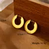 Pendientes de Moda Ins Europeos y Americanos Chapados en Oro de 18K Pendientes Colgantes de Anillo C Pendientes Geométricos de Acero Inoxidable de Fundición Lisa