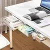 Caja de almacenamiento estilo cajón para debajo del escritorio, transparente con tapa, organizador de escritorio de oficina, estante invisible para almacenamiento de papelería y artículos varios