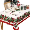 Toalha de Mesa Decorativa para Cena de Árvore de Natal Venda Quente Transfronteiriça Papai Noel Floco de Neve Boneco de Neve Impermeável Capa para Mesa de Jantar