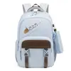 Mochila escolar para mujer, estilo coreano, estilo universitario moderno, mochila escolar de bloques de color, mochila casual de gran capacidad para viajes al aire libre