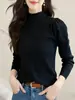 Tejido de punto de cuello semi-alto Ropa de mujer para principios de otoño 2026 Nuevas Blusas de manga abullonada para mujer de primavera y otoño Ropa nueva de mujer para otoño