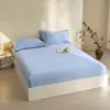 Sábana bajera de algodón cepillado de clase A, una sola pieza para colchón, color liso, funda protectora, sábana de cama de algodón puro, colcha, juego de sábanas de tres piezas totalmente cerrado