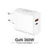 Cargador AC multi-puerto de carcasa 360W, adaptador de corriente 5V 3A, cargador de teléfono móvil de carga rápida PD 20W + QC 3.0