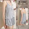 Nuevo conjunto sexy de camisola y shorts para estar en casa, con un diseño puro y seductor con ribete de encaje calado, un conjunto de pijama de dos piezas para mujer