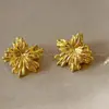 Aretes Florales Doble Capa Estéreo Dorados para Mujer, Frontales y Traseros, Lujo Accesible y Aretes de Gama Alta, Diseño de Nicho, Aretes Elegantes