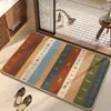 Alfombra de Piso para Baño Tejida de Lino Estilo Retro Americano, Alfombra Absorbente de Agua para Baño, Secado Rápido, Antideslizante, Alfombra Resistente a Manchas para Puerta de Entrada
