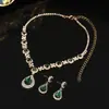 Moda Europeia e Americana Novas Joias de Alta Qualidade Pedras Preciosas de Cristal Conjunto de Colar, Brincos, Pulseira e Anel Femininos Gota d'Água