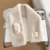 Súper Cálido~ Bufanda para Mujer en Otoño e Invierno Tela Ins Etiqueta de Tela Estilo Coreano Versátil Cruzada Imitación Piel Conejo Rex Piel Felpa Protector de Cuello