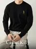 Roupas de Trabalho Outono e Inverno Aquecimento Diário Essencial Elegante Lã de Ovelha Misturada Modal Tricô Masculino Gola Redonda Tricô