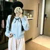Nuevo cárdigan de punto con lentejuelas y lazo, estilo coreano para otoño e invierno, elegante y versátil, color liso, suéter dulce y chic