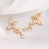 Cuentas Espaciadoras de Mariposa de Zirconia Chapadas en Oro de 14K que Conservan el Color Pulsera de Cristal Hecha a Mano para Bricolaje Accesorios de Joyería con Cuentas Borla