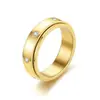Nova Joia de Seis Diamantes Mais Vendida para Mulheres, Anel Rotativo de Aço Inoxidável da Moda para Casais, Anel Não Desbota para Mulheres