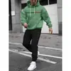 Conjunto de Sudadera con Capucha y Pantalones Largos para Hombre con Letras de Patrón Geométrico Sudadera Holgada Chaqueta Manga Larga