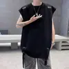 Chal Decorativo Versátil Juvenil para Hombre, Camiseta Roja sin Mangas de Verano Moderna y Elegante, Estilo High Street Europeo y Americano, Cuello Pequeño, Deportivo Z