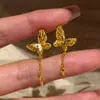 Senhora elegante! Brincos de Franja Borboleta Tridimensional Dourados Vintage, Design Elegante e Único, Brincos Emagrecedores