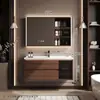 Set de Gabinetes de Baño Gesili Estilo Vintage con Lavabo Integrado de Cerámica y Madera de Nogal para Baño