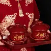 Juego de Cuenco y Palillos de Boda, Dote, Taza de Té, Par Festivo Rojo de Cuencos, Cuencos de Boda, Suministros de Boda
