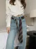 Corbata Rayada Color Café de Alta Inteligencia Estilo Coreano Otoño e Invierno Bufanda Casual Melard Cinturón Versátil Accesorio de Cintura para Mujer