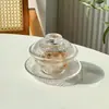 Taza de Nido de Pájaro de Vidrio con Tapa, Bol Transparente para Postre de Frutas, Bol para Agua con Azúcar, Juego de Tazones para Hongo Blanco, Taza de Sopa, Taza de Vidrio Giratoria
