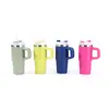 Taza de Coche Transfronteriza de 14oz/20oz con Asa de Acero Inoxidable de Doble Capa 304 Taza Aislada al Vacío Taza Portátil para Exteriores con Popote