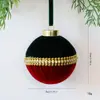 Novo produto transfronteiriço: Enfeite de bola de Natal de veludo bordô e verde escuro com strass, decoração de árvore de Natal atacado