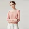 100% Cachemir usando hilo Consinee Otoño/Invierno Estilo Nuevo Suéter de Punto Básico Holgado para Mujer con Cuello en V