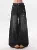 Pantalones de mezclilla bordados de moda para mujer, nuevos estilos de primavera y otoño, adelgazantes, holgados de pierna ancha, largos hasta el suelo para figuras tipo pera