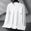 Temporada de primavera y otoño, camiseta lisa popular de manga larga, corte holgado, cuello redondo, unisex, top simple y versátil