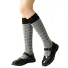 Meias de Verão Femininas Pied-de-poule Respiráveis Meias para Panturrilha Femininas Color Blocked Seda Retrô Femininas Meias 100% Algodão Atacado