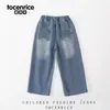 Jeans Infantiles de Grupo Bruja Cazadora de Kpop para Niñas Primavera y Otoño 2025 Nuevos Pantalones de Pierna Recta Pantalones Casuales para Niñas de Moda