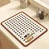 Tapete de drenagem de cozinha de couro absorvente de terra de diatomáceas, jogo americano simples de bolinhas, tapete de isolamento térmico para bancada, tapete antiderrapante para secar tigelas e pratos