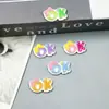 Etiquetas Coloridas de Letras Ok Bow Resina DIY Cola Cremosa Materiais para Capa de Celular Presilhas de Cabelo Elásticos de Cabelo Acessórios Venda por Atacado