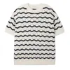Camiseta de Punto de Manga Corta para Hombre, Textura Rayada, Estilo Simple Old Money, Seda Helada para Negocios, Verano, Venta al por Mayor de Fábrica Transfronteriza