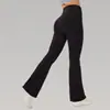 Calças Cropped de Yoga Transfronteiriças Novas Femininas Cor Sólida Cintura Alta Yoga Esportivas Soltas Casuais Flare Calças Longas